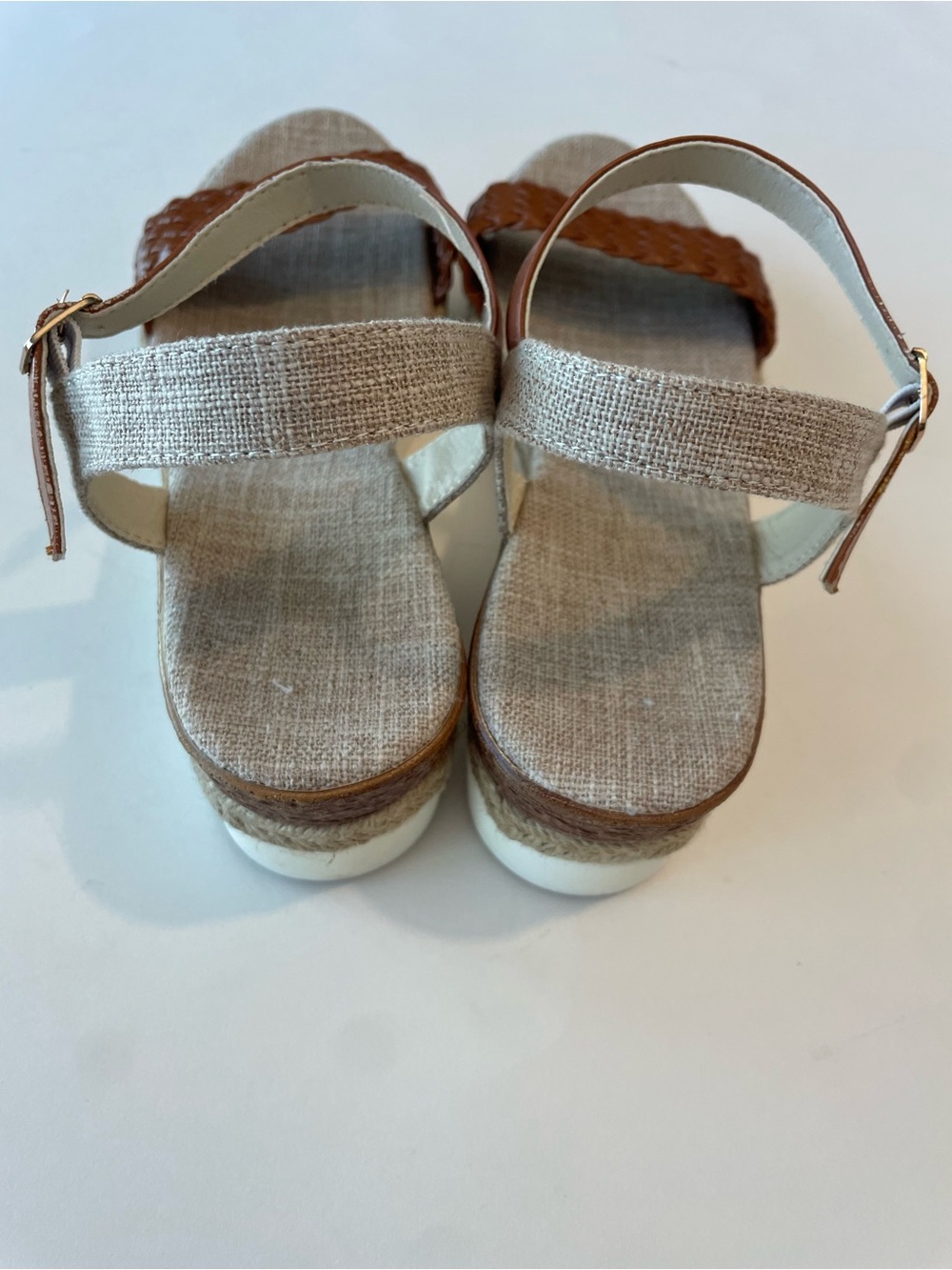 Women’s Brown Woven Strap Wedge Sandals - Picture 3 of 6
